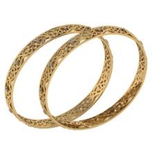 Certified 0.72 Ctw Diamond VS/SI1 Bangles 14K Yellow Gold Made In USA