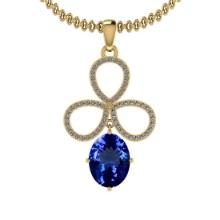 Certified 4.49 Ctw VS/SI1 Tanzanite And Diamond 14k Yellow Gold Victorian Style Necklace