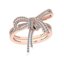 1.00 Ctw Si2/i1 Diamond 14K Rose Gold Ribbon Wedding Ring