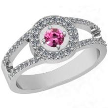 Certified 0.65 Ctw VS/SI1 Pink Sapphire And Diamond 14K White Gold Ring