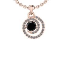 1.26 Ctw i2/i3 Treated Fancy Black And White Dimaond 14K Rose Gold Pendant