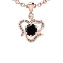 0.92 Ctw i2/i3 Treated Fancy Black And White Dimaond 14K Rose Gold Pendant