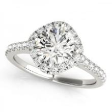 CERTIFIED PLATINUM 1.55 CTW J-K/VS-SI1 DIAMOND HALO ENGAGEMENT RING