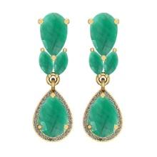 6.79 Ctw VS/SI1 Emerald And Diamond 14K Yellow Gold Dangling Earrings