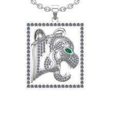 3.58 Ctw SI2/I1 Diamond 14k White Gold Lion Pendant Necklace