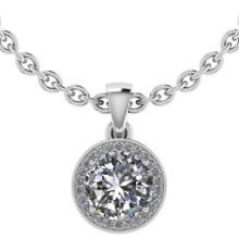 Certified 1.15 CTW Round Diamond 14K White Gold Pendant