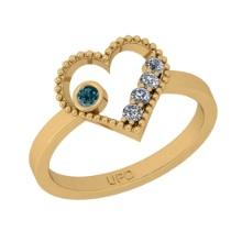 0.19 Ctw i2/i3 Treated fancy blue and White Diamond Prong Set 14K Yellow Gold Ring