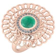 1.43 Ctw I2/I3 Emerald And Diamond 14K Rose Gold Antique Style Wedding Ring