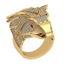 2.77 Ctw SI2/I1 Ruby And Diamond 14K Yellow Gold Vintage Style Eagle Ring