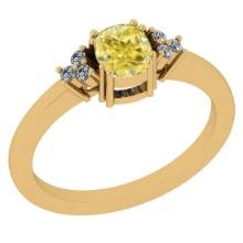 Certified 0.81 Ct GIA Certified Natural Fancy Yellow Diamond And White Diamond 18K Yellow Gold Anniv