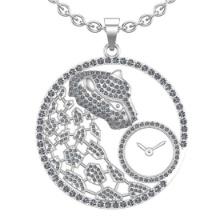 2.85 Ctw SI2/I1Diamond 14K White Gold Panther Pendant Necklace