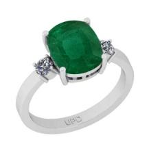 3.10 Ctw SI2/I1 Emerald And Diamond 14K White Gold Ring