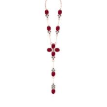 10.50 Ctw SI2/I1 Ruby And Diamond 14K Rose Gold Yard Necklace