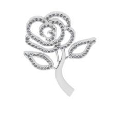 0.60 Ctw SI2/I1 Diamond 14K White Gold Rose Brooch Pin