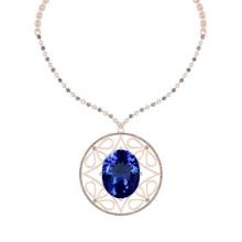 Certified 6.87 Ctw VS/SI1 Tanzanite And Diamond 14k Rose Gold Necklace Necklace