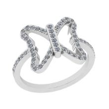 1.03 Ctw SI2/I1 Diamond 14K White Gold Valentine Special Butterfly Ring