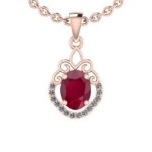 1.36 Ctw SI2/I1 Ruby And Diamond 14K Rose Gold Vintage Style Pendant