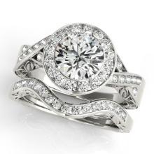 Certified 1.90 Ctw SI2/I1 Diamond 14K White Gold Engagement Halo Set Ring