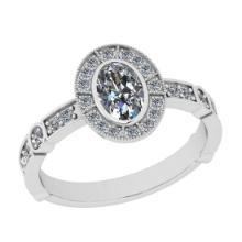 1.00 Ctw SI2/I1 Diamond 14K White Gold Engagement Halo Ring