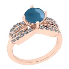 2.60 Ctw SI2/I1 Aquamarine And Diamond 14K Rose Gold Wedding Ring