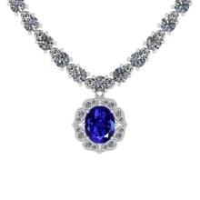 Certified 7.30 Ct Tanzanite And Diamond VS/SI1 Platinum Necklace