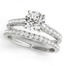 CERTIFIED 18KT WHITE GOLD 1.05 CTW J-K/VS-SI1 DIAMOND BRIDAL SET