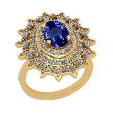 7.80 Ctw VS/SI1 Tanzanite And Diamond 18K Yellow Gold Vintage Style Wedding Ring