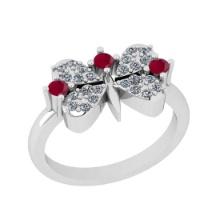 0.40 Ctw SI2/I1 Ruby And Diamond 14K White Gold Ring