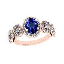 Certified 3.55 Ctw VS/SI1 Tanzanite And Diamond 14K Rose Gold Bridal Style Wedding Ring