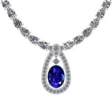 Certified 22.01 Ct Tanzanite And Diamond I1/I2 Platinum Necklace