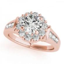 CERTIFIED 18K ROSE GOLD 1.54 CTW J-K/VS-SI1 DIAMOND HALO ENGAGEMENT RING