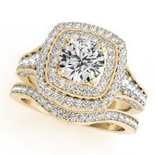 Certified 1.95 Ctw SI2/I1 Diamond 14K Yellow Gold Bridal Wedding Set Ring