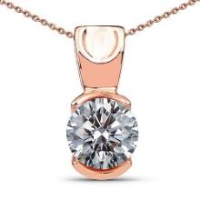 Certified .75 CTW Round Diamond 14K Rose Gold Pendant