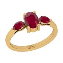 1.25 Ctw Ruby 14K Yellow Gold three Stone Ring