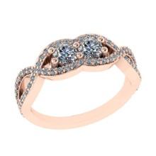 0.90 Ctw SI2/I1 Diamond 14K Rose Gold Engagement Ring