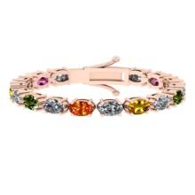 8.50 Ctw VS/SI1 Multi Stone Sapphire And Diamond 14K Rose Gold Bracelet