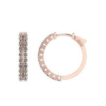 1.20 Ctw SI2/I1 Diamond Prong Set 14K Rose Gold Huggie Earrings