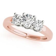 Certified 0.33 Ctw SI2/I1 Diamond 14K Rose Gold three Stone Ring