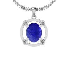 Certified 4.50 Ctw Tanzanite and Diamond I1/I2 14K White Gold Victorian Style Pendant