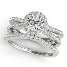 Certified 1.00 Ctw SI2/I1 Diamond 14K White Gold Anniversary Set Ring