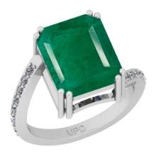 5.12 Ctw SI2/I1 Emerald And Diamond 14K White Gold Ring