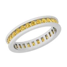 1.50 Ctw i2/i3 Treated Fancy Yellow Diamond 14K White Gold Eternity Band Ring