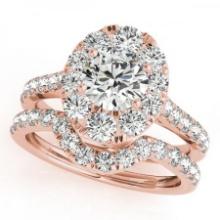 Certified 1.40 Ctw SI2/I1 Diamond 14K Rose Gold Engagement Set Ring