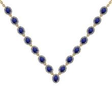37.75 Ctw SI2/I1 Blue Sapphire And Diamond 14K Yellow Gold Victorian Style Necklace