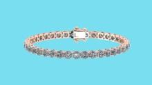 Certified 2.00 Ctw SI2/I1 Diamond Tennis Bracelet 14K Rose Gold Gold