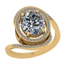 2.82 Ctw SI2/I1 Diamond 14K Yellow Gold Engagement Halo Ring (Oval Cut Center Stone Certified By GIA