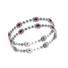 13.80 Ctw SI2/I1 Ruby And Diamond 14K White Gold Bangle