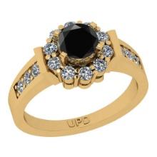 1.31 Ctw I2/I3 Treated Fancy Black And White Diamond 10K Yellow Gold Ring