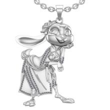 0.49 Ctw SI2/I1 Diamond 14K White Gold Baby Bunny Pendant Necklace