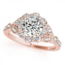 CERTIFIED 18K ROSE GOLD 1.13 CTW J-K/VS-SI1 DIAMOND HALO ENGAGEMENT RING